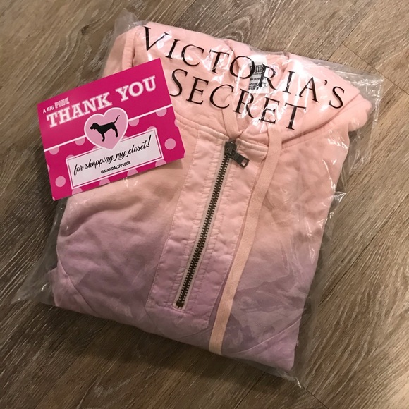 NEW💕VS PINK OMBRÉ SLOUCHY SPORT PULLOVER HOODIE - Picture 4 of 5